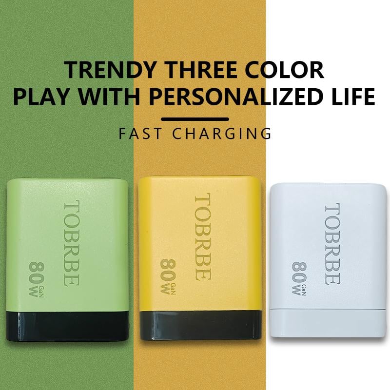 3 in 1 GaN Charger,Scalable 80W MAX fast charger module with Type-C cable and 1 USB ports