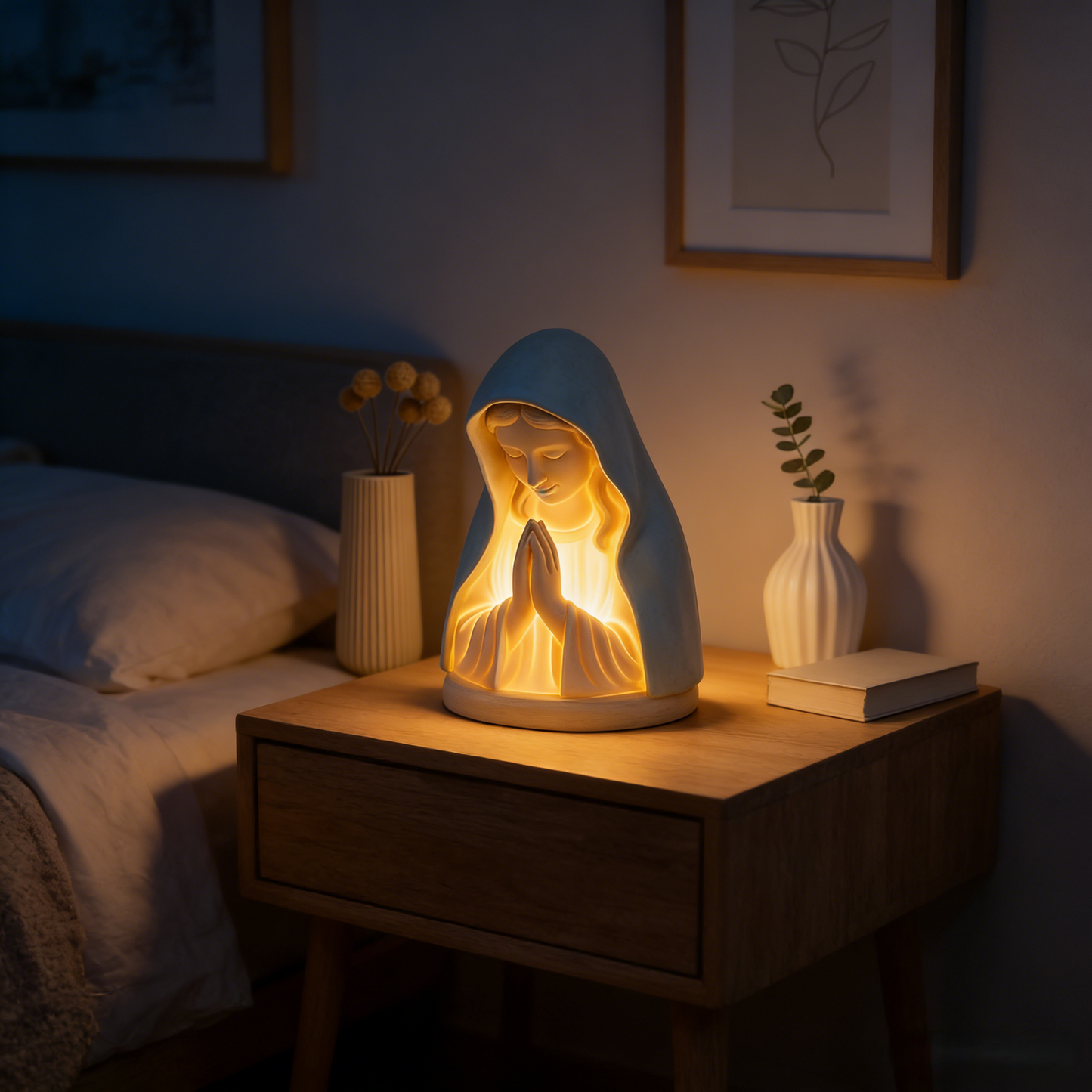 Handmade Resin Virgin Mary Prayer Night Light