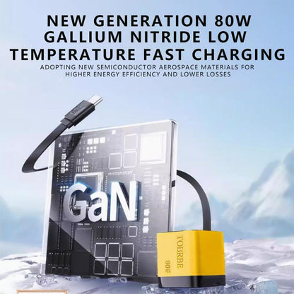 3 in 1 GaN Charger,Scalable 80W MAX fast charger module with Type-C cable and 1 USB ports