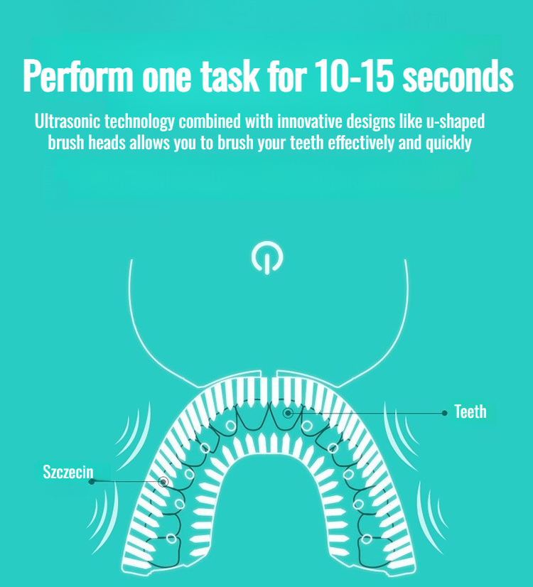 Fully Automatic U-Shaped Electric Toothbrush | 100% Washable + Ultrasonic Dental Flosser Combo