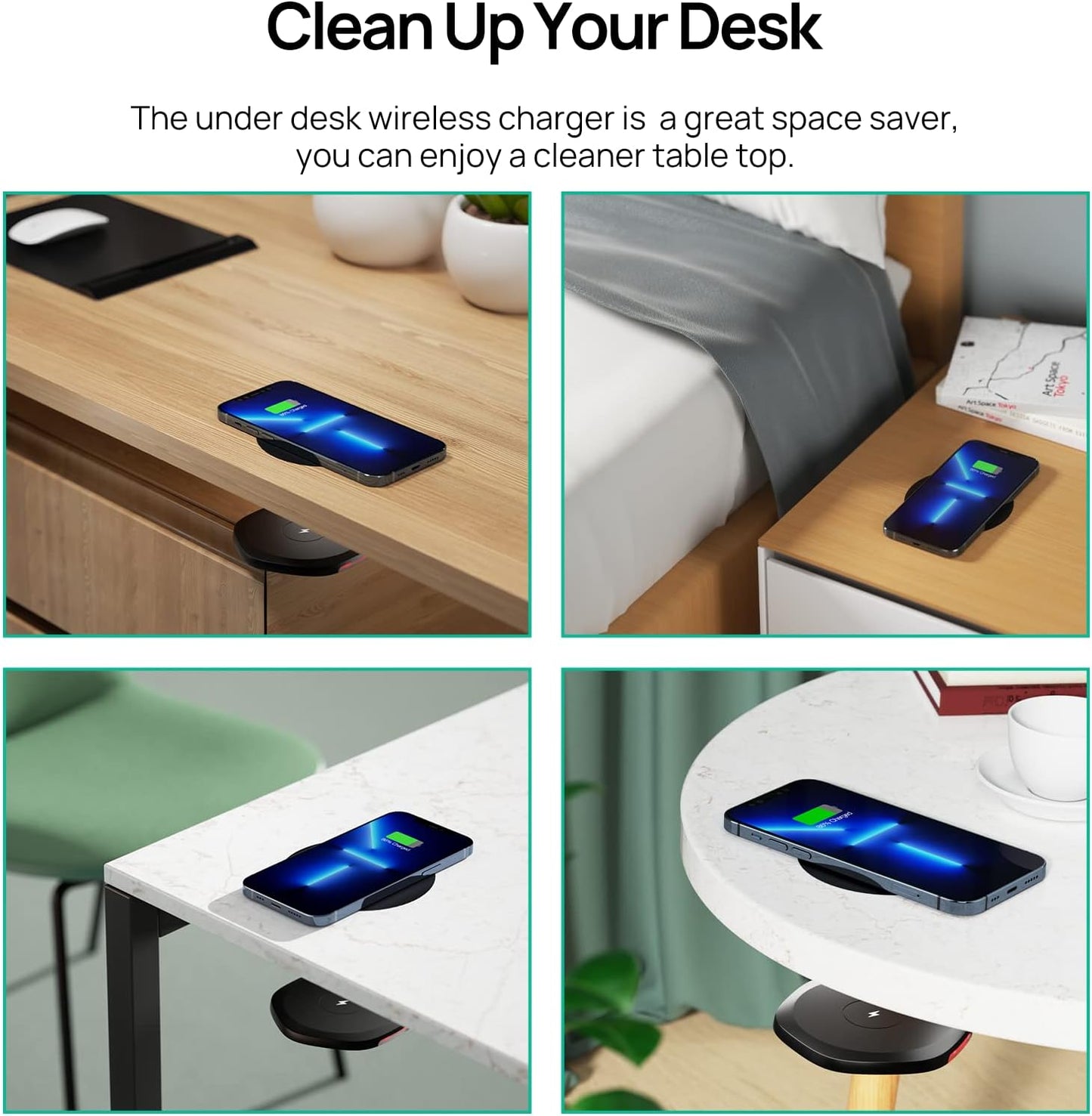 🚀 Invisible Under-Desk Wireless Charger – Your Desk, Now a Self-Charging Surface