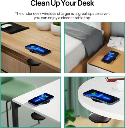 🚀 Invisible Under-Desk Wireless Charger – Your Desk, Now a Self-Charging Surface