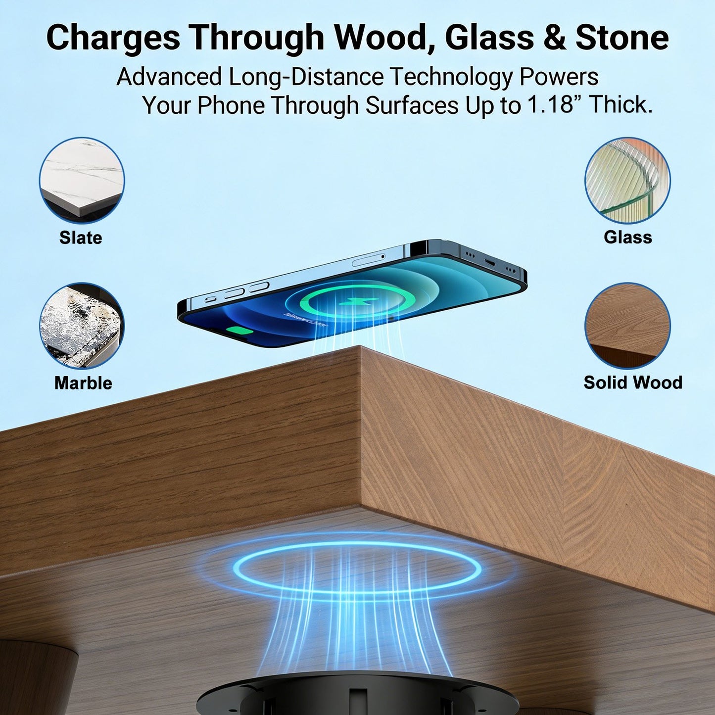 🚀 Invisible Under-Desk Wireless Charger – Your Desk, Now a Self-Charging Surface