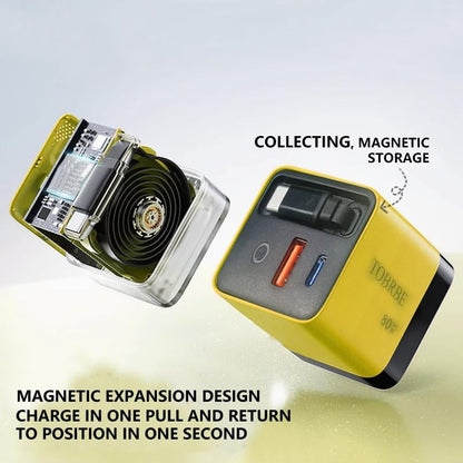 3 in 1 GaN Charger,Scalable 80W MAX fast charger module with Type-C cable and 1 USB ports