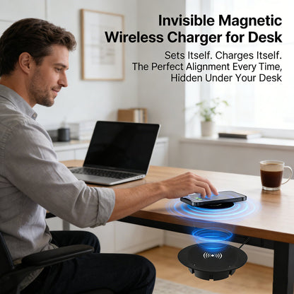 🚀 Invisible Under-Desk Wireless Charger – Your Desk, Now a Self-Charging Surface