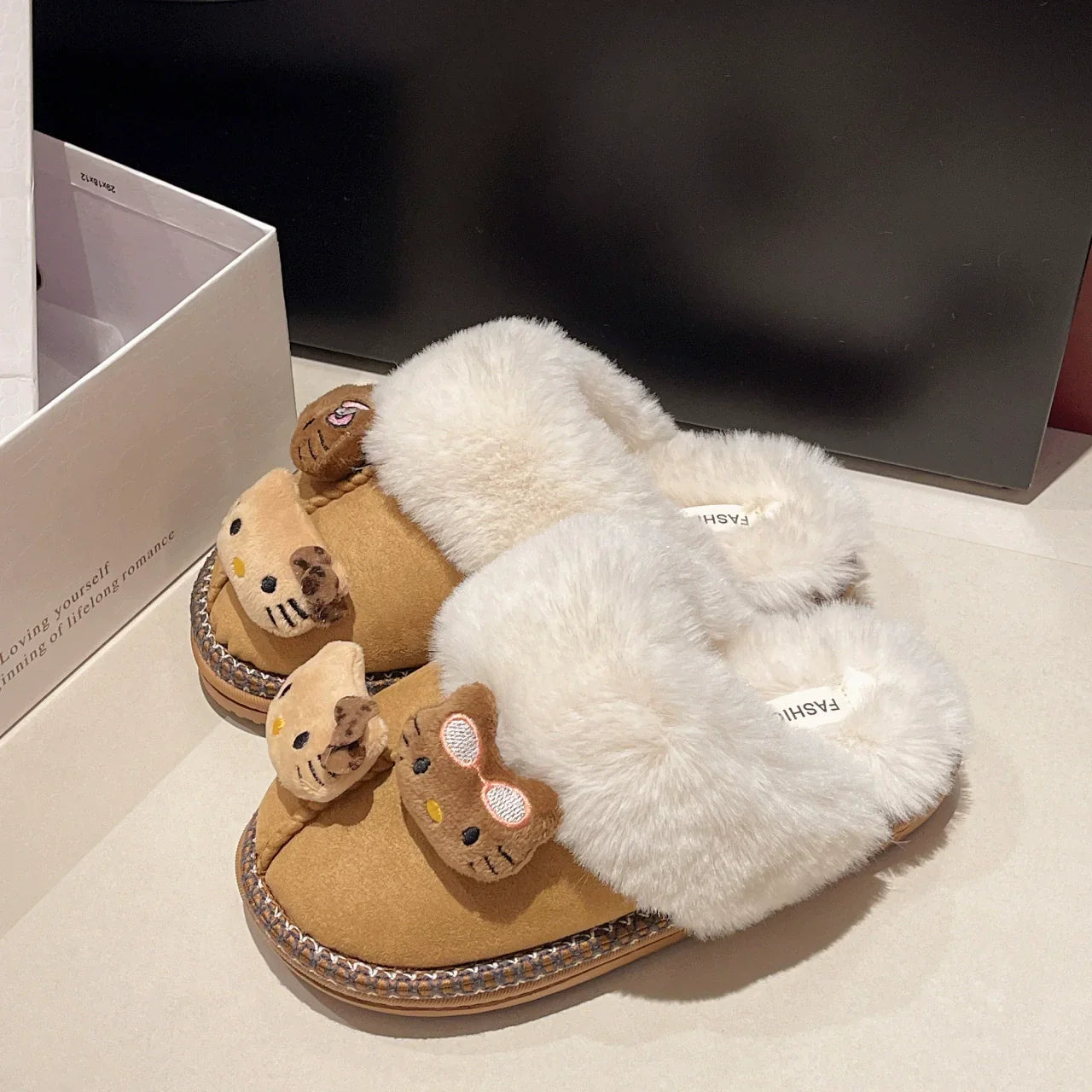 Cozy Hello KT Plush Slippers: Buy 2, Get 60% Off!